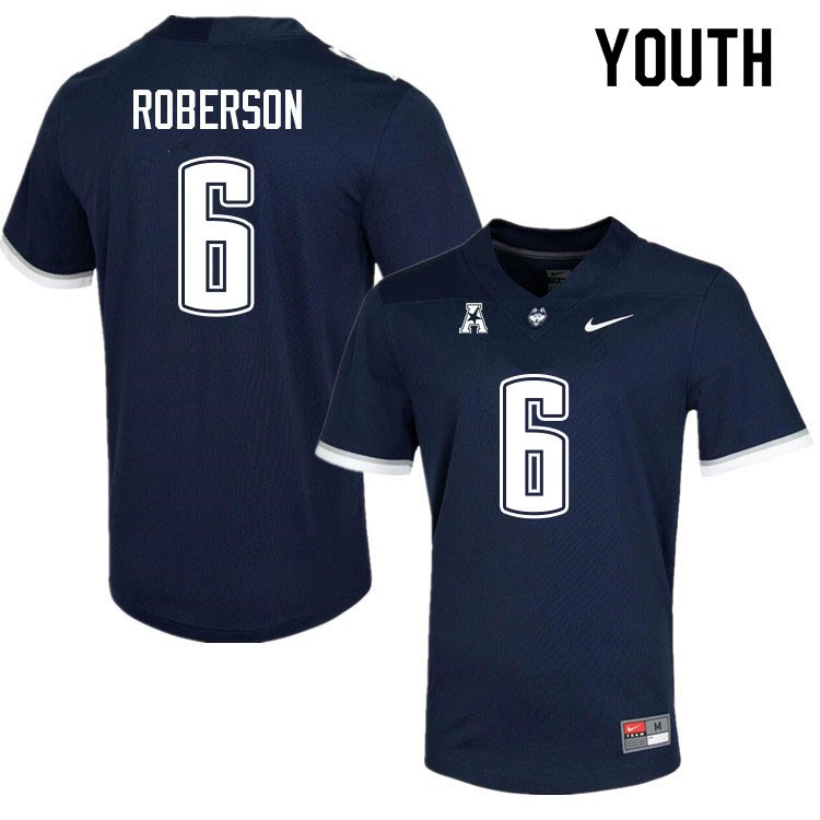 Youth #6 Ta'Quan Roberson Uconn Huskies College Football Jerseys Sale-Navy - Click Image to Close